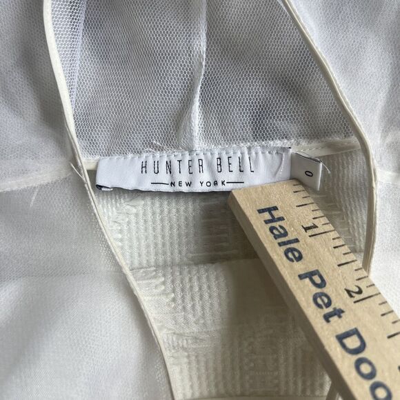 Hunter Bell Womens White Sleeveless Top Mesh Frayed Decor - Picture 6 of 11